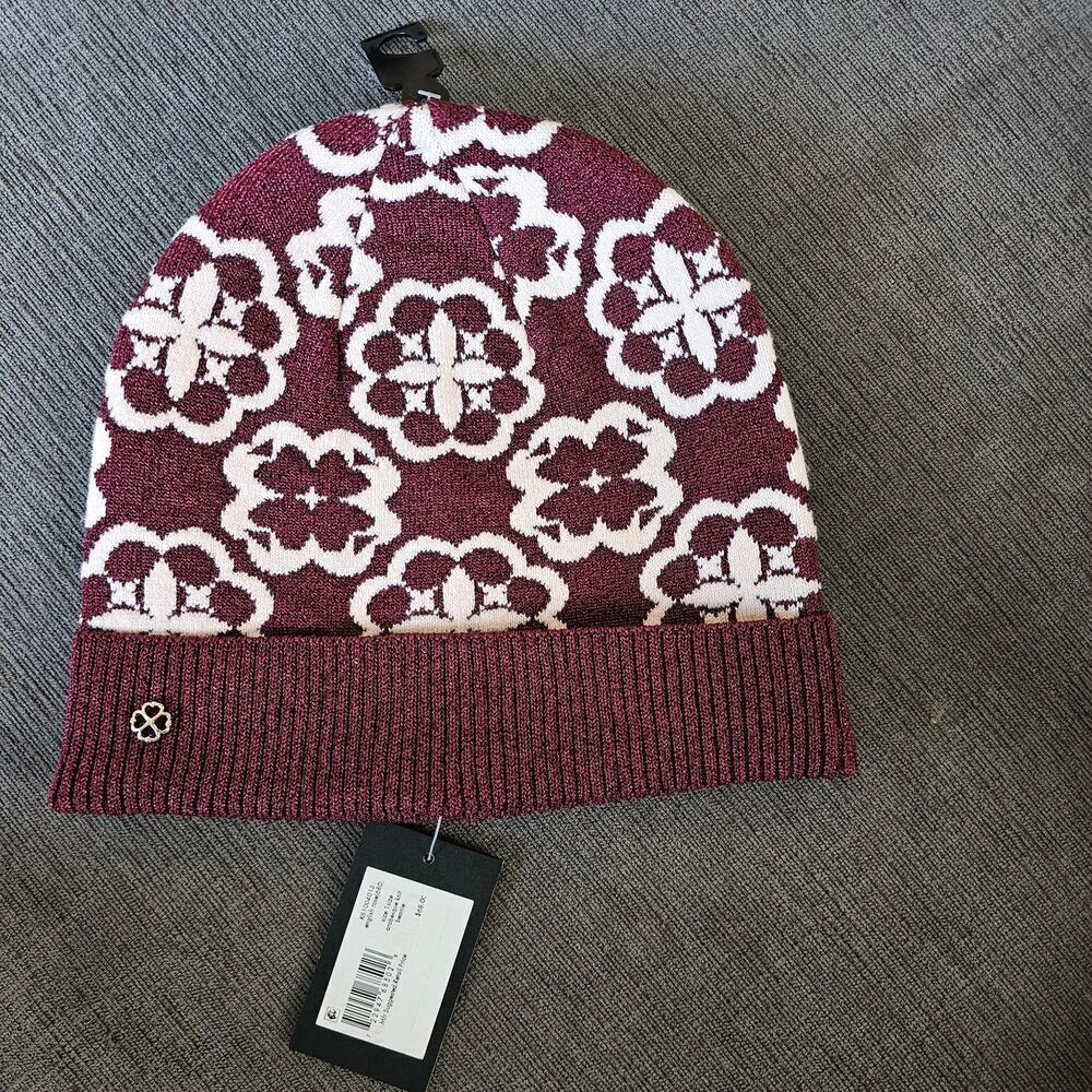 Kate Spade New York Women's English Rose Arabesque Knit Beanie Hat Size One Size